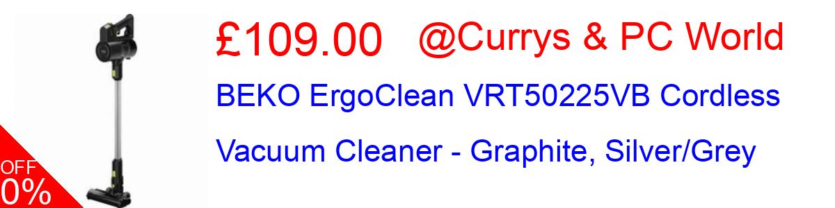 16% OFF, BEKO ErgoClean VRT50225VB Cordless Vacuum Cleaner - Graphite, Silver/Grey £109.00@Currys & PC World