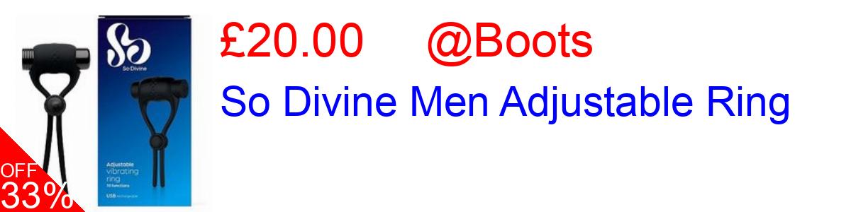 33% OFF, So Divine Men Adjustable Ring £20.00@Boots