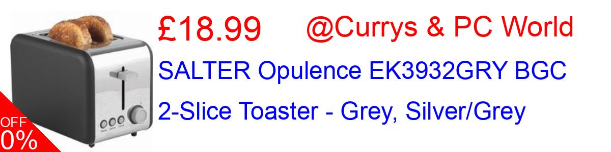 42% OFF, SALTER Opulence EK3932GRY BGC 2-Slice Toaster - Grey, Silver/Grey £18.99@Currys & PC World