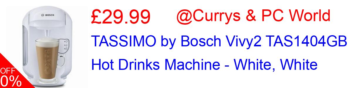 72% OFF, TASSIMO by Bosch Vivy2 TAS1404GB Hot Drinks Machine - White, White £29.99@Currys & PC World