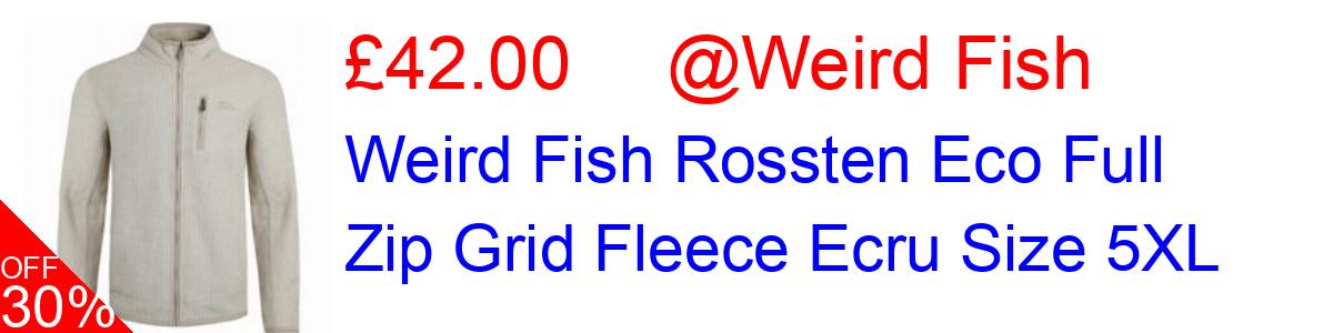 30% OFF, Weird Fish Rossten Eco Full Zip Grid Fleece Ecru Size 5XL £42.00@Weird Fish