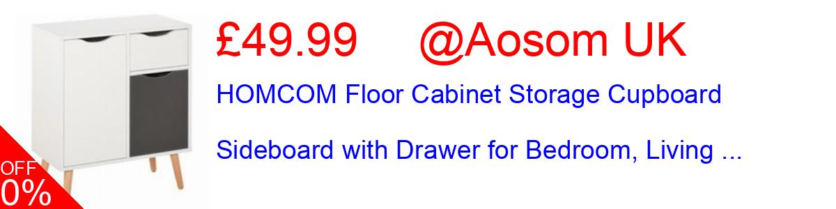12% OFF, HOMCOM Floor Cabinet Storage Cupboard Sideboard with Drawer for Bedroom, Living ... £49.99@Aosom UK
