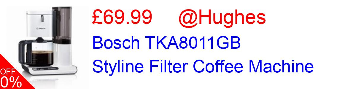 13% OFF, Bosch TKA8011GB Styline Filter Coffee Machine £69.99@Hughes