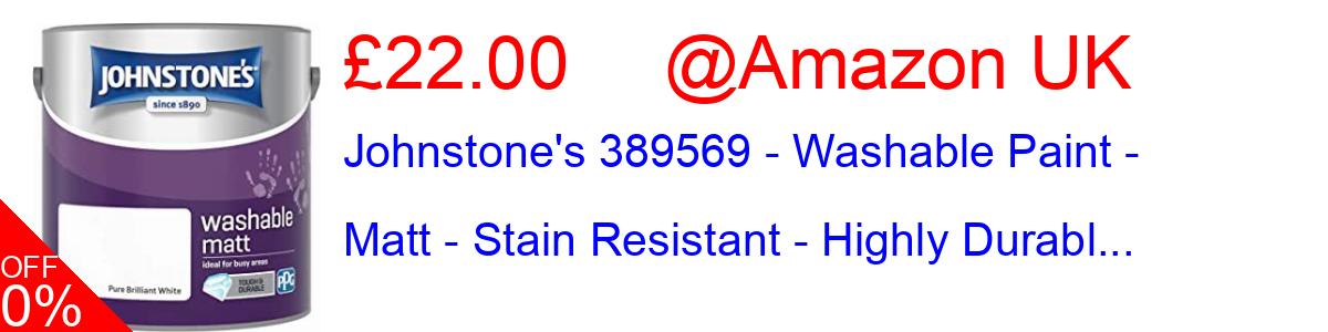 16% OFF, Johnstone's 389569 - Washable Paint - Matt - Stain Resistant - Highly Durabl... £17.99@Amazon UK