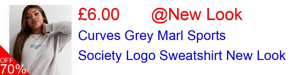70% OFF, Curves Grey Marl Sports Society Logo Sweatshirt New Look £6.00@New Look