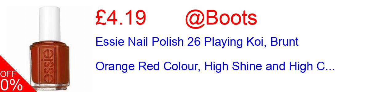 48% OFF, Essie Nail Polish 26 Playing Koi, Brunt Orange Red Colour, High Shine and High C... £4.19@Boots