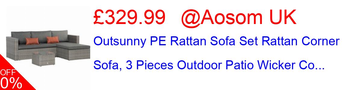 12% OFF, Outsunny PE Rattan Sofa Set Rattan Corner Sofa, 3 Pieces Outdoor Patio Wicker Co... £329.99@Aosom UK