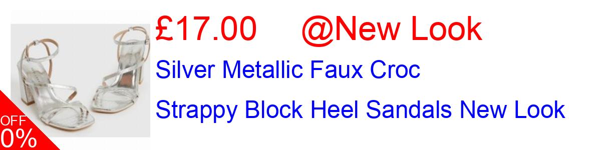 53% OFF, Silver Metallic Faux Croc Strappy Block Heel Sandals New Look £17.00@New Look