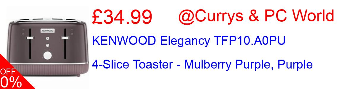 38% OFF, KENWOOD Elegancy TFP10.A0PU 4-Slice Toaster - Mulberry Purple, Purple £39.99@Currys & PC World