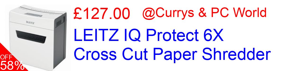 58% OFF, LEITZ IQ Protect 6X Cross Cut Paper Shredder £127.00@Currys & PC World