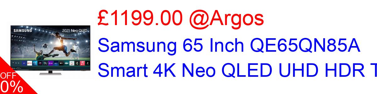 41% OFF, Samsung 65 Inch QE65QN85A Smart 4K Neo QLED UHD HDR TV £1299.00@Argos