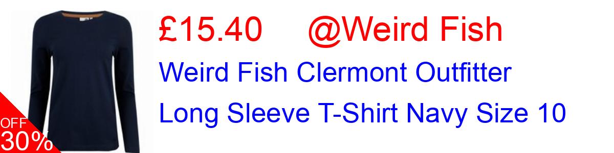 30% OFF, Weird Fish Clermont Outfitter Long Sleeve T-Shirt Navy Size 10 £15.40@Weird Fish