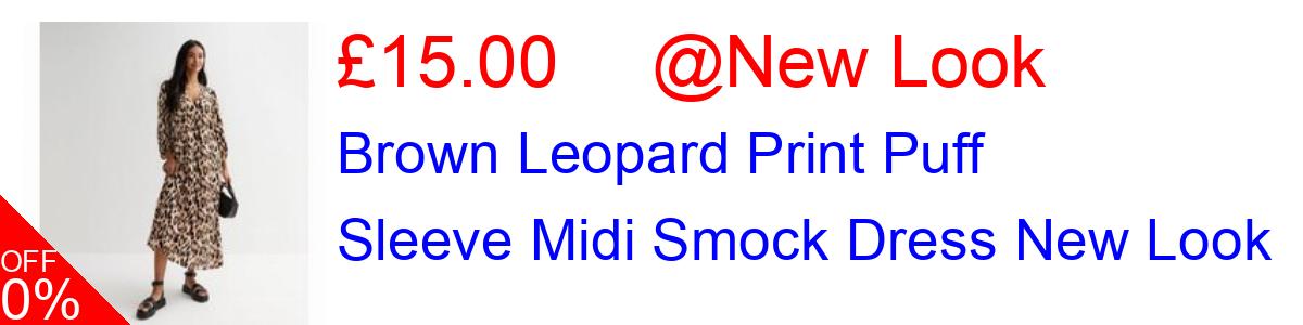 50% OFF, Brown Leopard Print Puff Sleeve Midi Smock Dress New Look £15.00@New Look