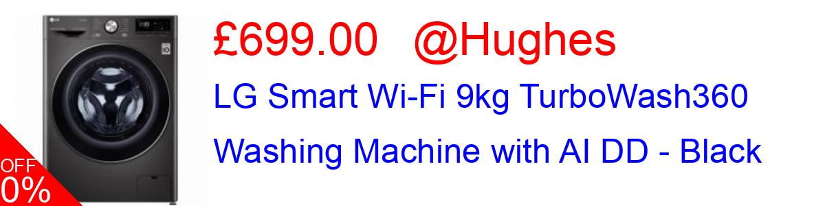 18% OFF, LG Smart Wi-Fi 9kg TurboWash360 Washing Machine with AI DD - Black £699.00@Hughes