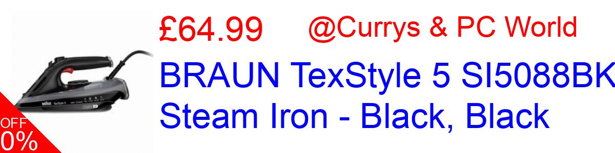 28% OFF, BRAUN TexStyle 5 SI5088BK Steam Iron - Black, Black £64.99@Currys & PC World