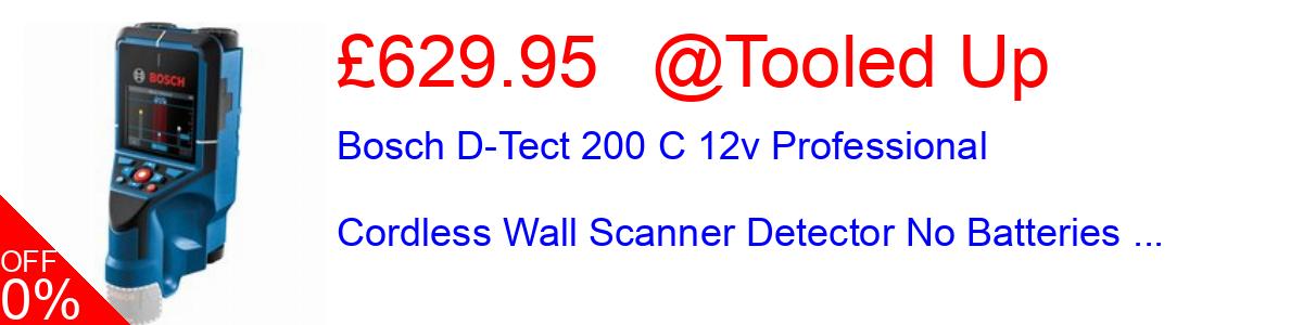 5% OFF, Bosch D-Tect 200 C 12v Professional Cordless Wall Scanner Detector No Batteries ... £629.95@Tooled Up