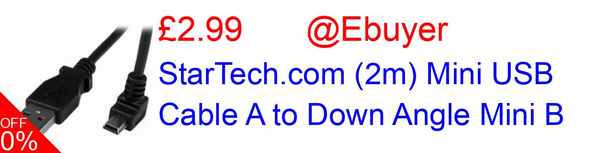 75% OFF, StarTech.com (2m) Mini USB Cable A to Down Angle Mini B £2.99@Ebuyer