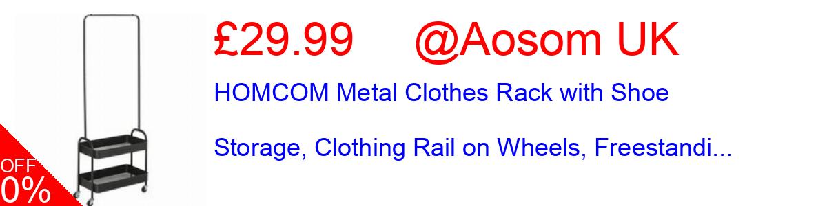 14% OFF, HOMCOM Metal Clothes Rack with Shoe Storage, Clothing Rail on Wheels, Freestandi... £29.99@Aosom UK
