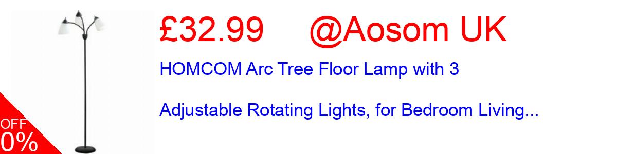 15% OFF, HOMCOM Arc Tree Floor Lamp with 3 Adjustable Rotating Lights, for Bedroom Living... £32.99@Aosom UK