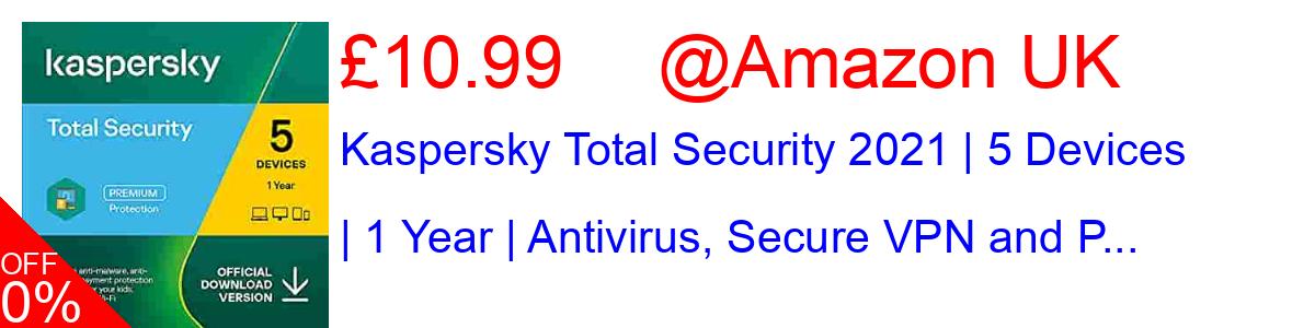 35% OFF, Kaspersky Total Security 2021 | 5 Devices | 1 Year | Antivirus, Secure VPN and P... £10.99@Amazon UK