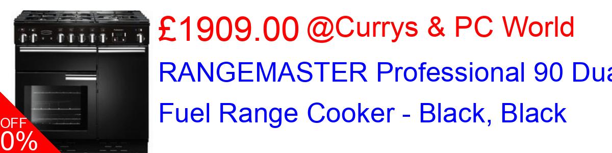 32% OFF, RANGEMASTER Professional 90 Dual Fuel Range Cooker - Black, Black £1909.00@Currys & PC World