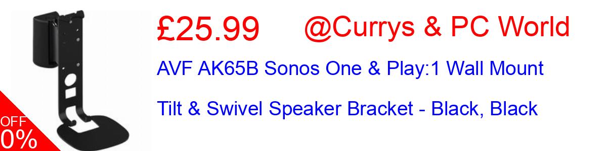 19% OFF, AVF AK65B Sonos One & Play:1 Wall Mount Tilt & Swivel Speaker Bracket - Black, Black £25.99@Currys & PC World