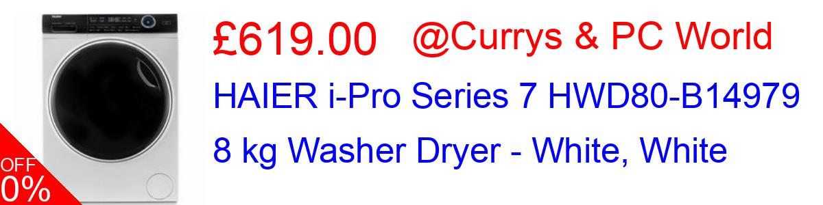15% OFF, HAIER i-Pro Series 7 HWD80-B14979 8 kg Washer Dryer - White, White £619.00@Currys & PC World
