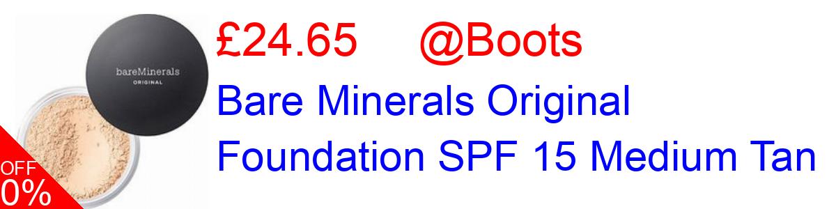 15% OFF, Bare Minerals Original Foundation SPF 15 Medium Tan £24.65@Boots