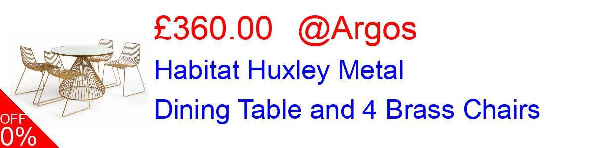 20% OFF, Habitat Huxley Metal Dining Table and 4 Brass Chairs £400.00@Argos