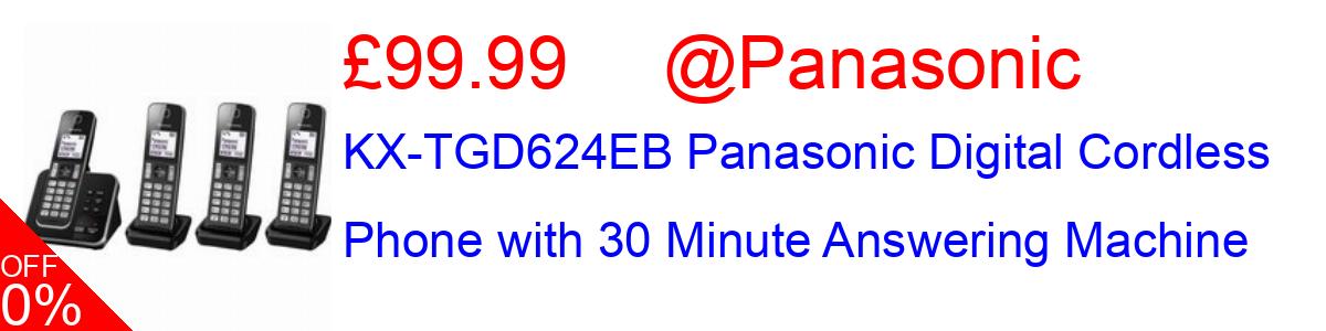 9% OFF, KX-TGD624EB Panasonic Digital Cordless Phone with 30 Minute Answering Machine £99.99@Panasonic