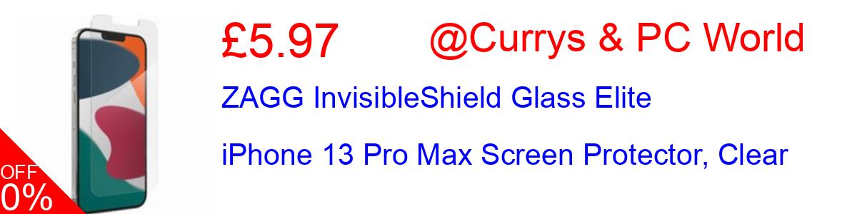 46% OFF, ZAGG InvisibleShield Glass Elite iPhone 13 Pro Max Screen Protector, Clear £5.97@Currys & PC World