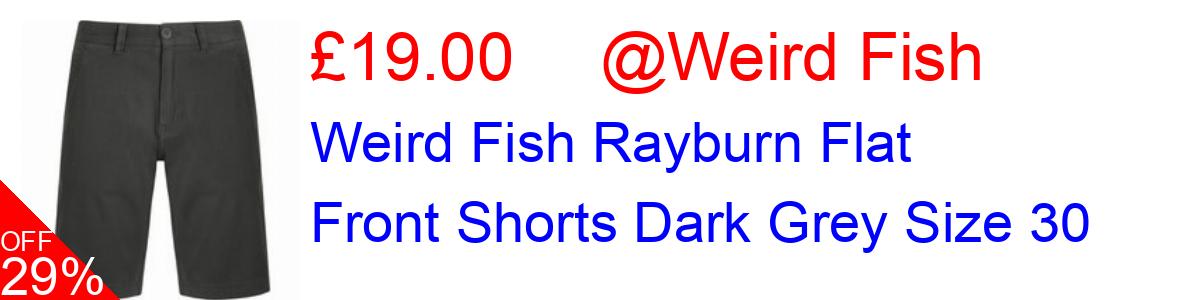 29% OFF, Weird Fish Rayburn Flat Front Shorts Dark Grey Size 30 £19.00@Weird Fish