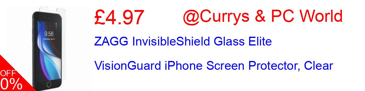 50% OFF, ZAGG InvisibleShield Glass Elite VisionGuard iPhone Screen Protector, Clear £4.97@Currys & PC World