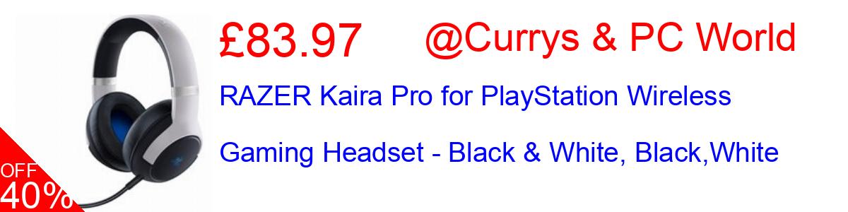 30% OFF, RAZER Kaira Pro for PlayStation Wireless Gaming Headset - Black & White, Black,White £139.97@Currys & PC World