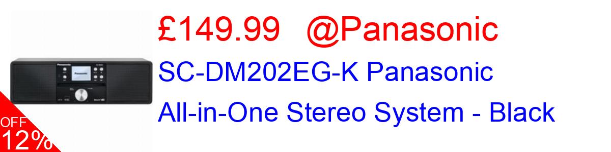 12% OFF, SC-DM202EG-K Panasonic All-in-One Stereo System - Black £149.99@Panasonic