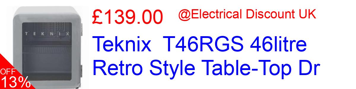13% OFF, Teknix  T46RGS 46litre Retro Style Table-Top Dr £139.00@Electrical Discount UK